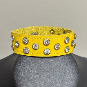 Yellow Leather Rhinestone Festival Boho Western Bracelet
